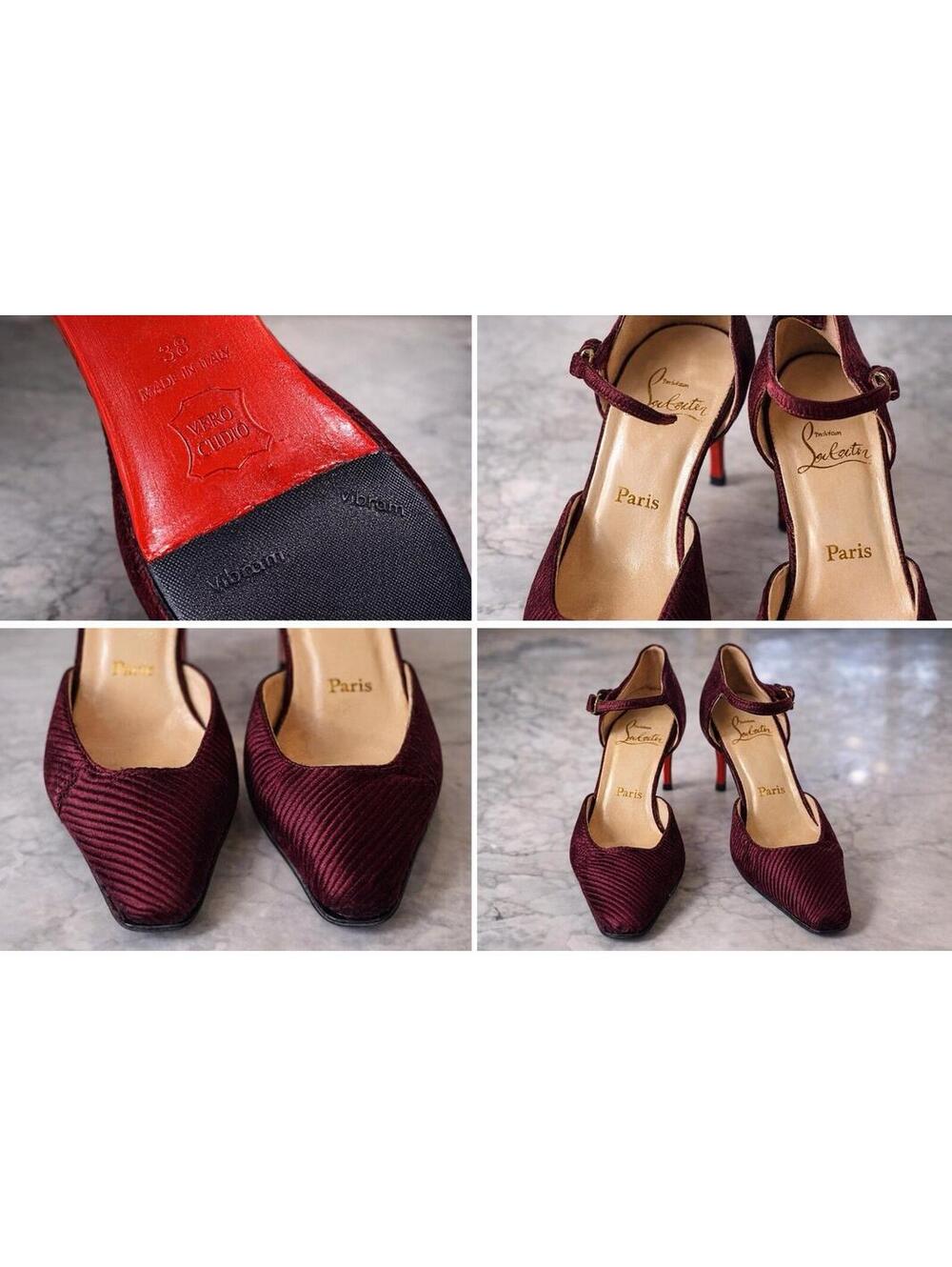 Christian Louboutin Burgundy Red Bottom Slingback Heel EU 38